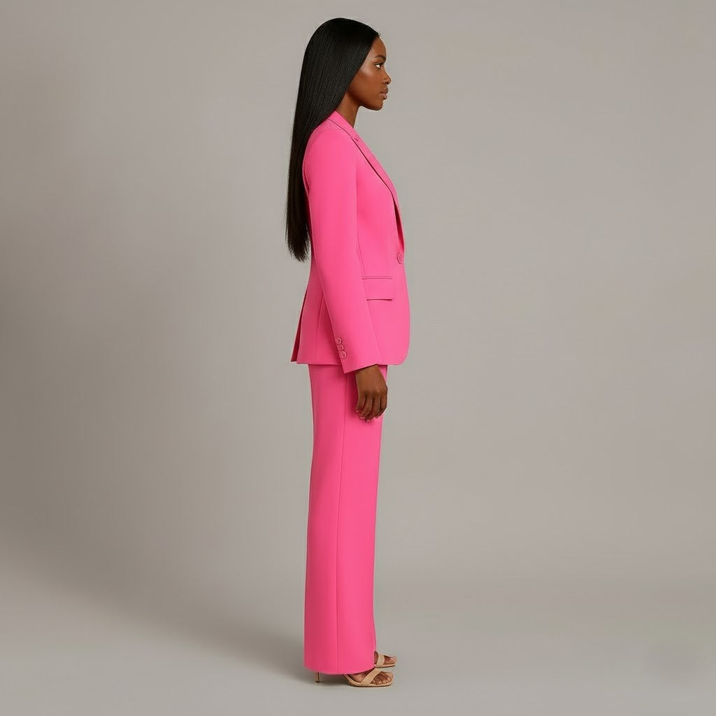 Women's Trouser Suit Set with Long Blazer and Matching Pants
