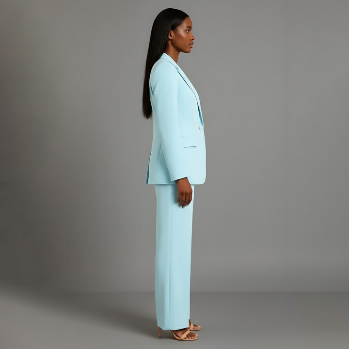 Women's Trouser Suit Set with Long Blazer and Matching Pants