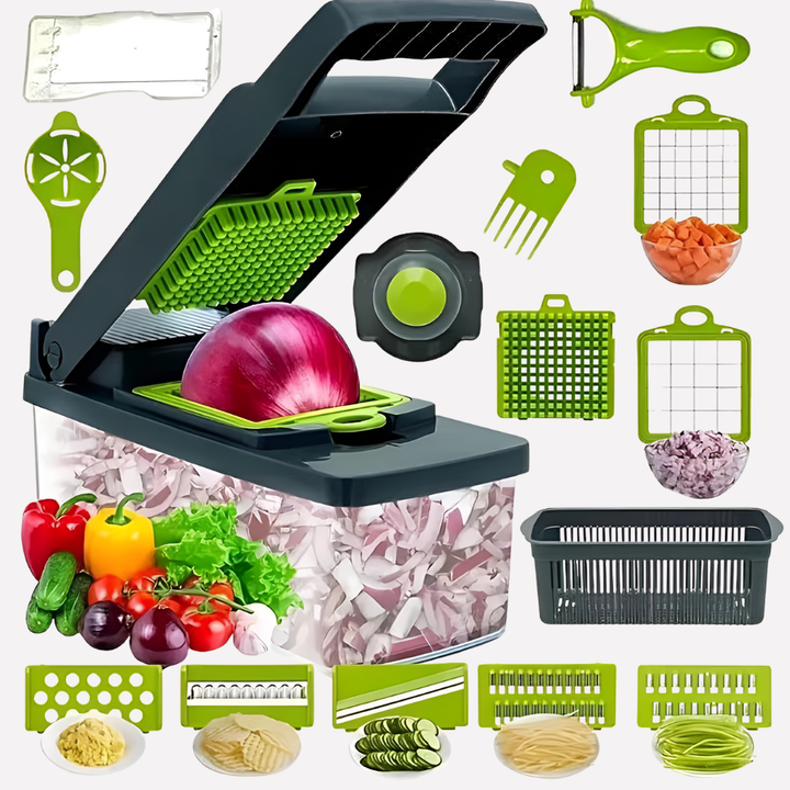 Multifunction Vegetable Chopper and Spiralizer – 2 to 14 Attachments