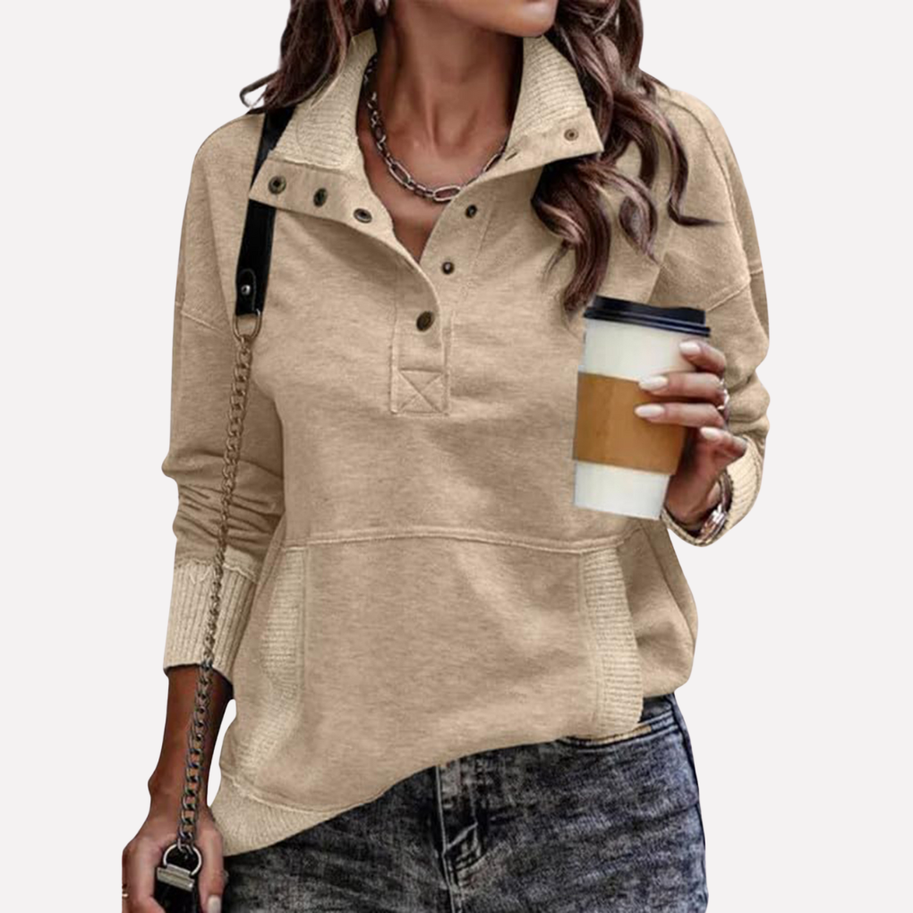 Casual Long-Sleeve Stand Neck Sweatshirt
