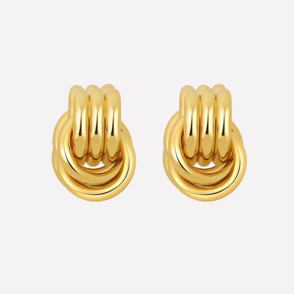 Two-Tone Knot Drop Earrings – Gold and Silver