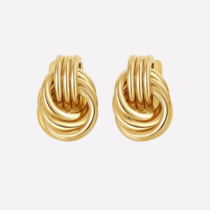 Two-Tone Knot Drop Earrings – Gold and Silver