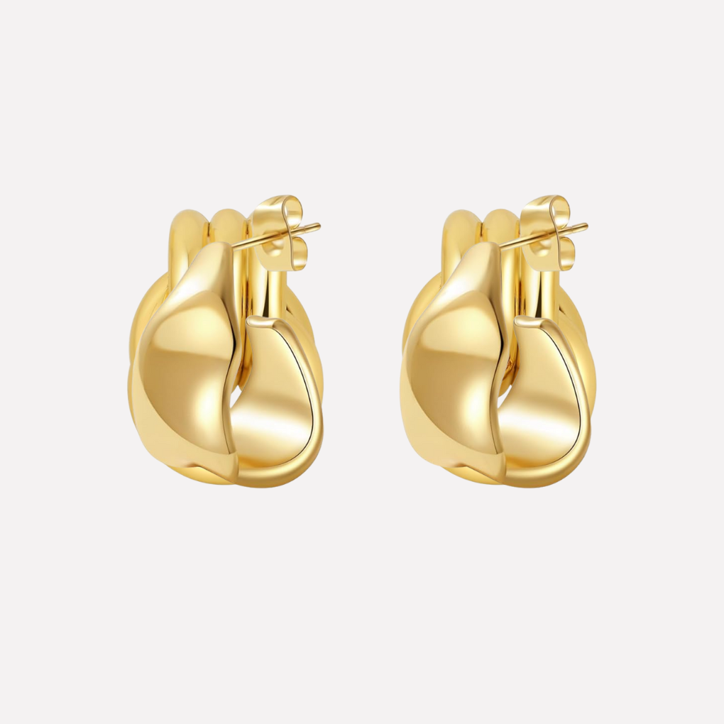 Two-Tone Knot Drop Earrings – Gold and Silver