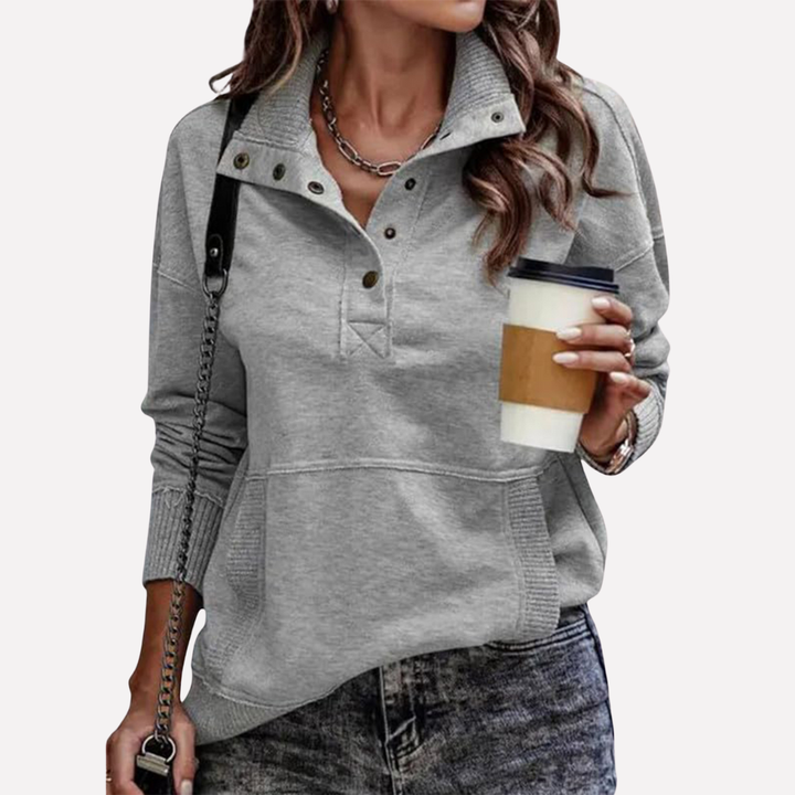Casual Long-Sleeve Stand Neck Sweatshirt