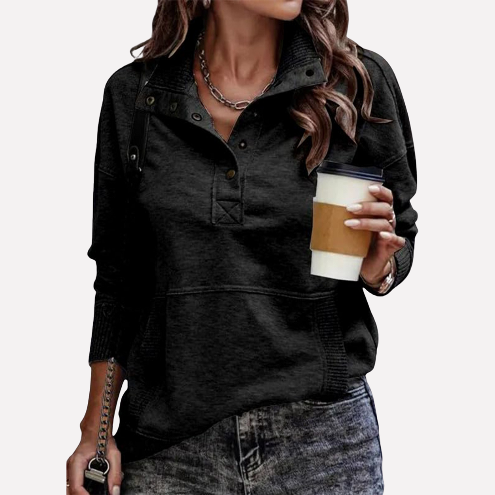 Casual Long-Sleeve Stand Neck Sweatshirt