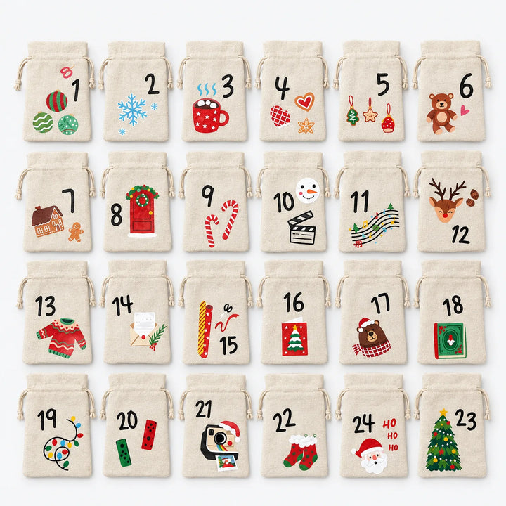 Fabric Drawstring Advent Calendar Bags - Calinda