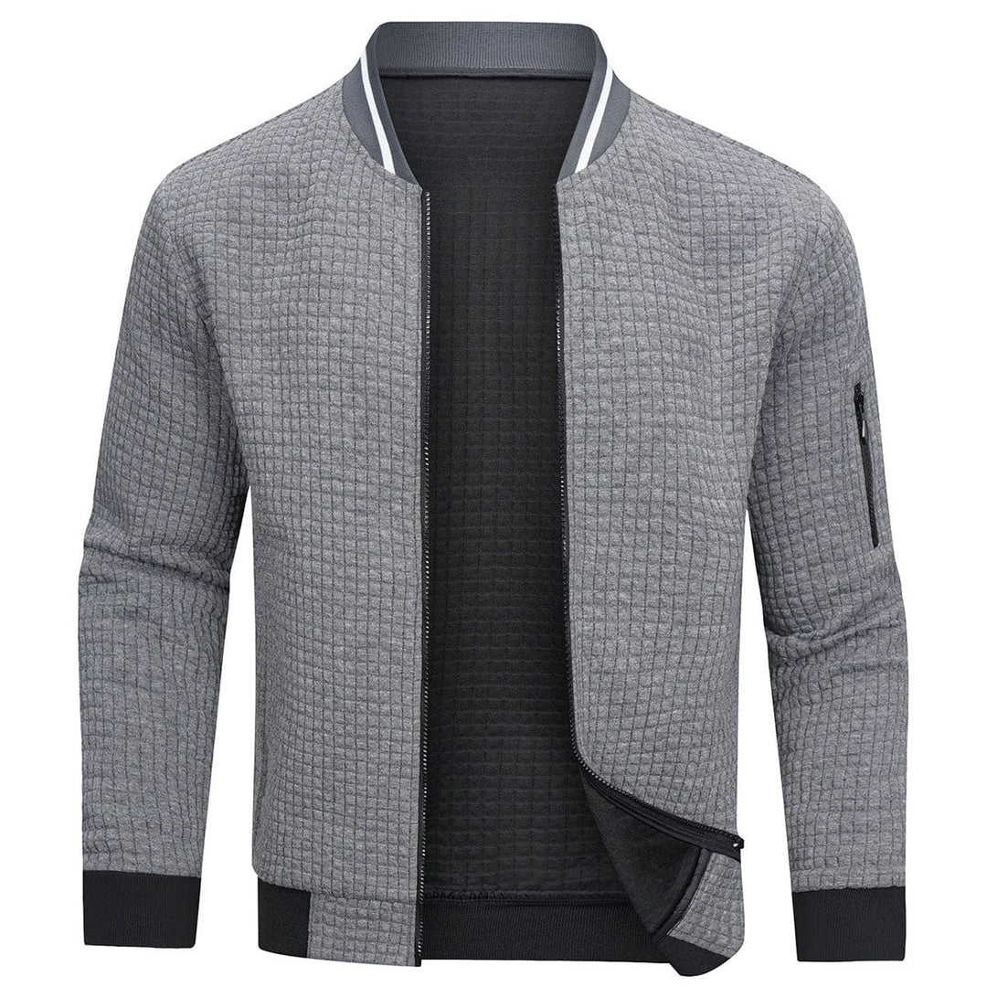 Structured Quilted Diamond Cardigan with Full-Length Zip - Mitchell