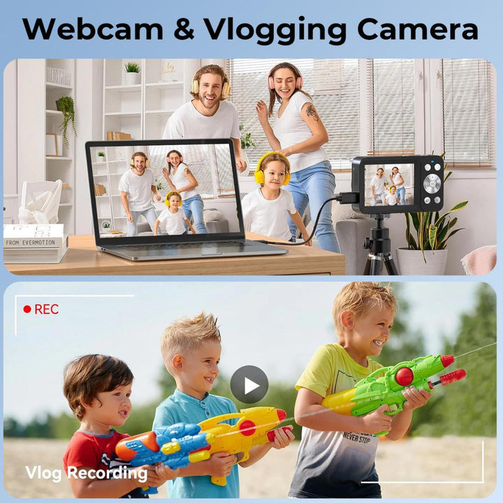 4K 64MP Digital Camera Dual Screen Selfie, 18X Zoom, 32GB Card &amp; 2 Batteries for Beginners YouTube Vlog, Kentfaith