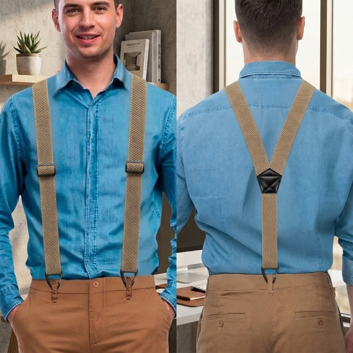 Men's Braces with Clip Hooks - Adjustable X-Back and Y-Shape