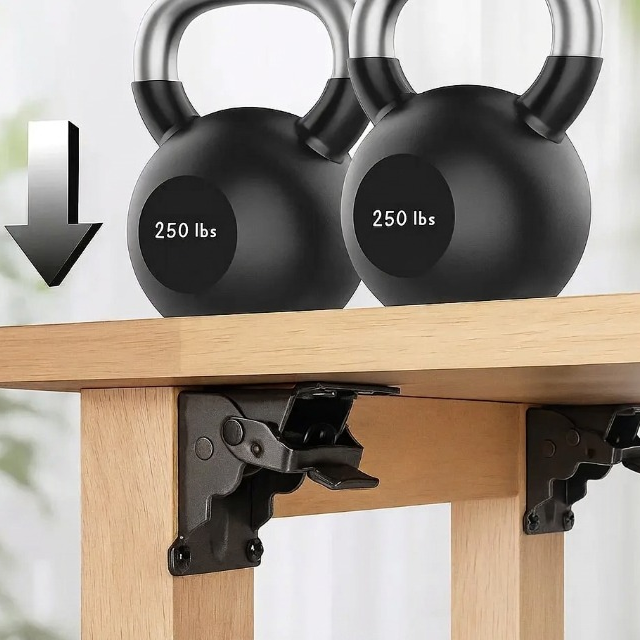 Folding Table Leg Brackets 90° with Auto-Lock – Set of 2, Up to 225 kg Load Capacity