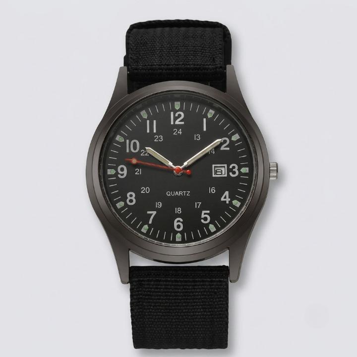 Military watch with nylon strap – waterproof, shockproof, with luminous hands