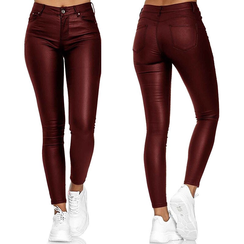High-Waisted Stretch Leather Pants – Raffaela