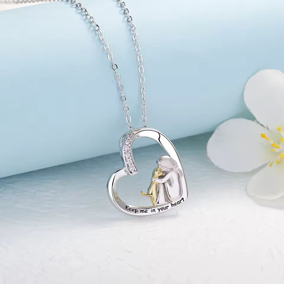 Soft silver necklace with dog heart