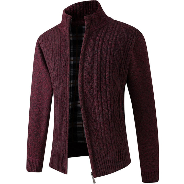 Lined Zip-Up Knitted Cardigan for Men - Victor