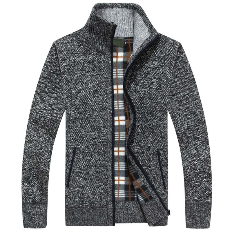 Lined Zip-Up Knitted Cardigan for Men - Victor