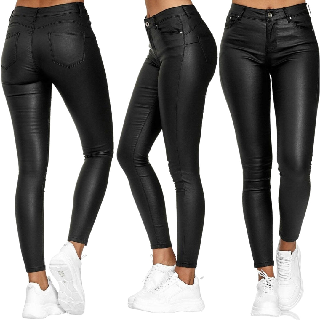 High-Waisted Stretch Leather Pants – Raffaela