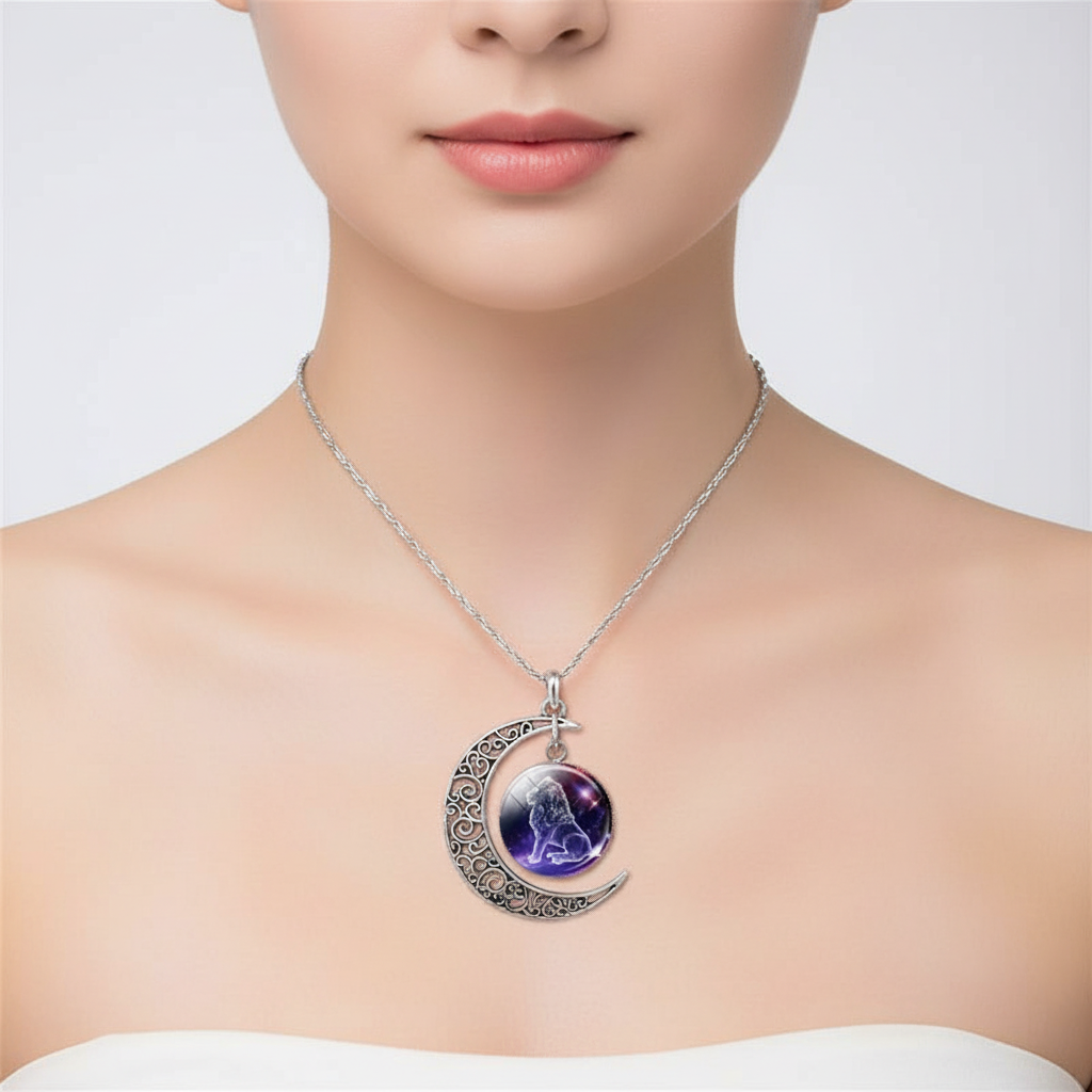 Moon Pendant Zodiac Necklace - StarGleam