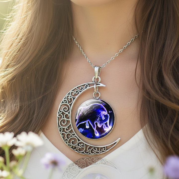 Moon Pendant Zodiac Necklace - StarGleam
