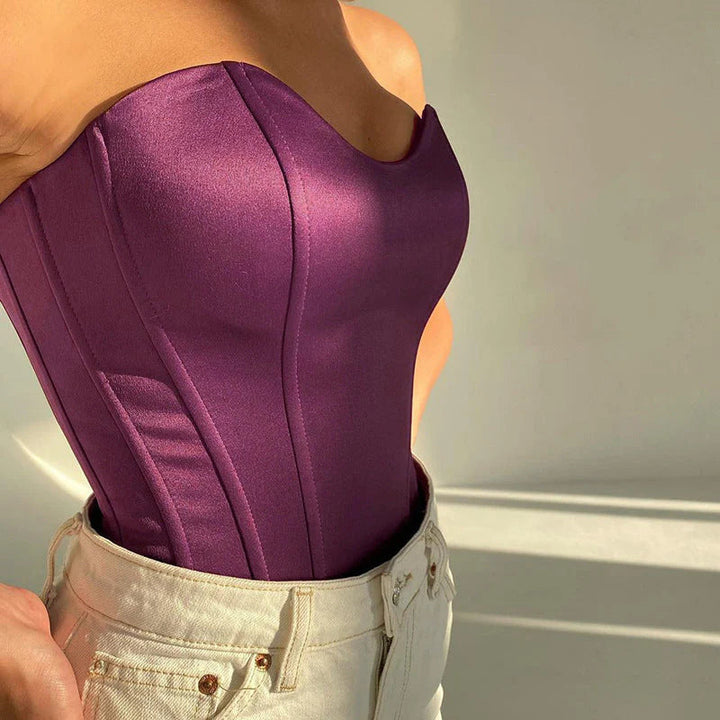 Women's Strapless Corset Crop Top