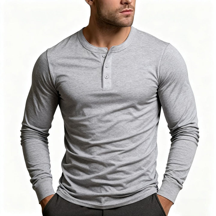 Men's Henley Shirt | Slim Fit, Long-Sleeved with Button Placket