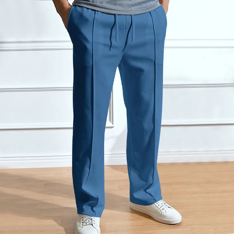 Men's slim-fit pants with elasticated drawstring waistband