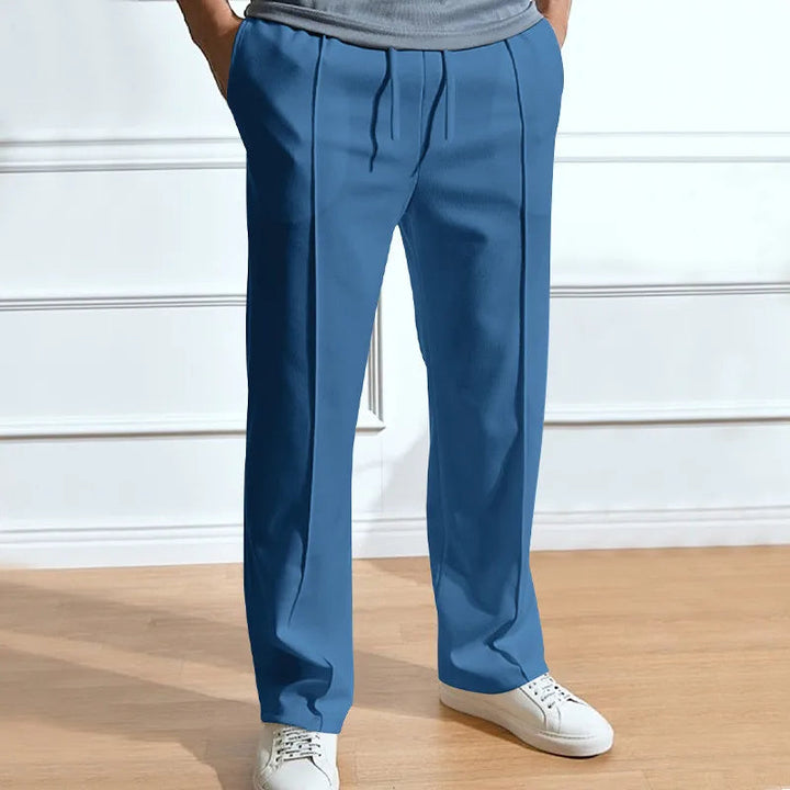 Men's slim-fit pants with elasticated drawstring waistband