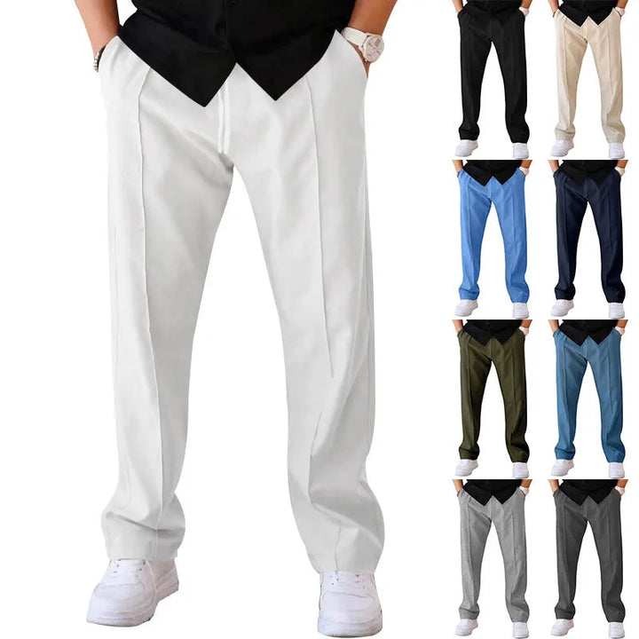 Men's slim-fit pants with elasticated drawstring waistband