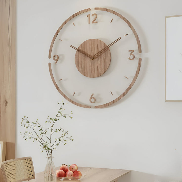 ClearWood Silent Wall Clock – Contemporary Design in Wood and Acrylic