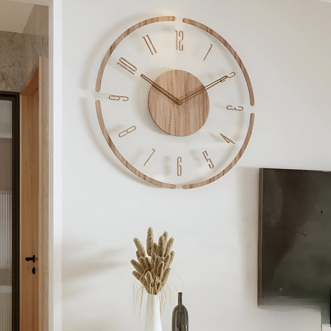 ClearWood Silent Wall Clock – Contemporary Design in Wood and Acrylic