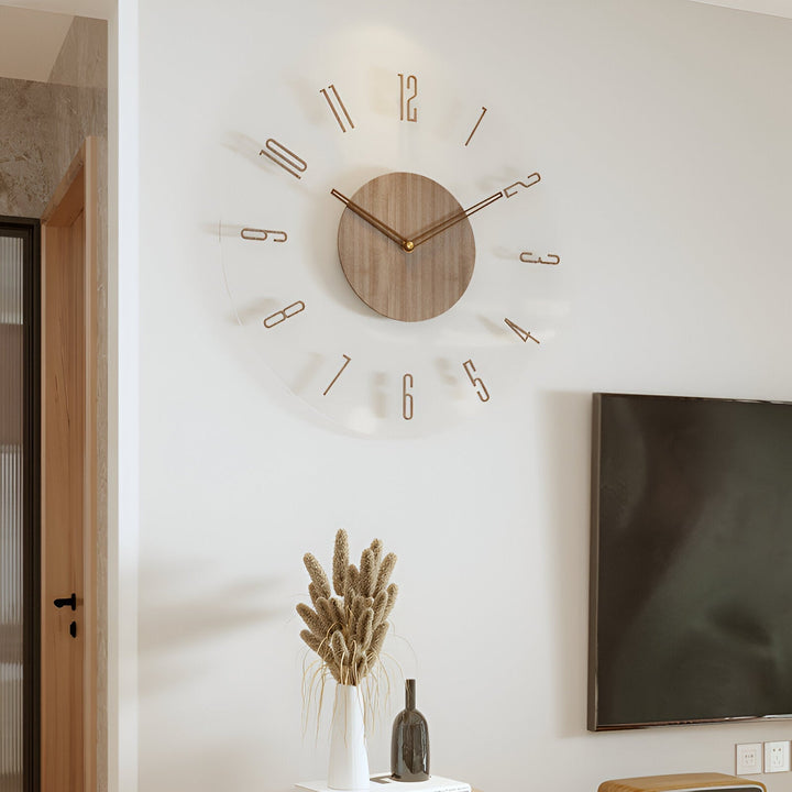 ClearWood Silent Wall Clock – Contemporary Design in Wood and Acrylic