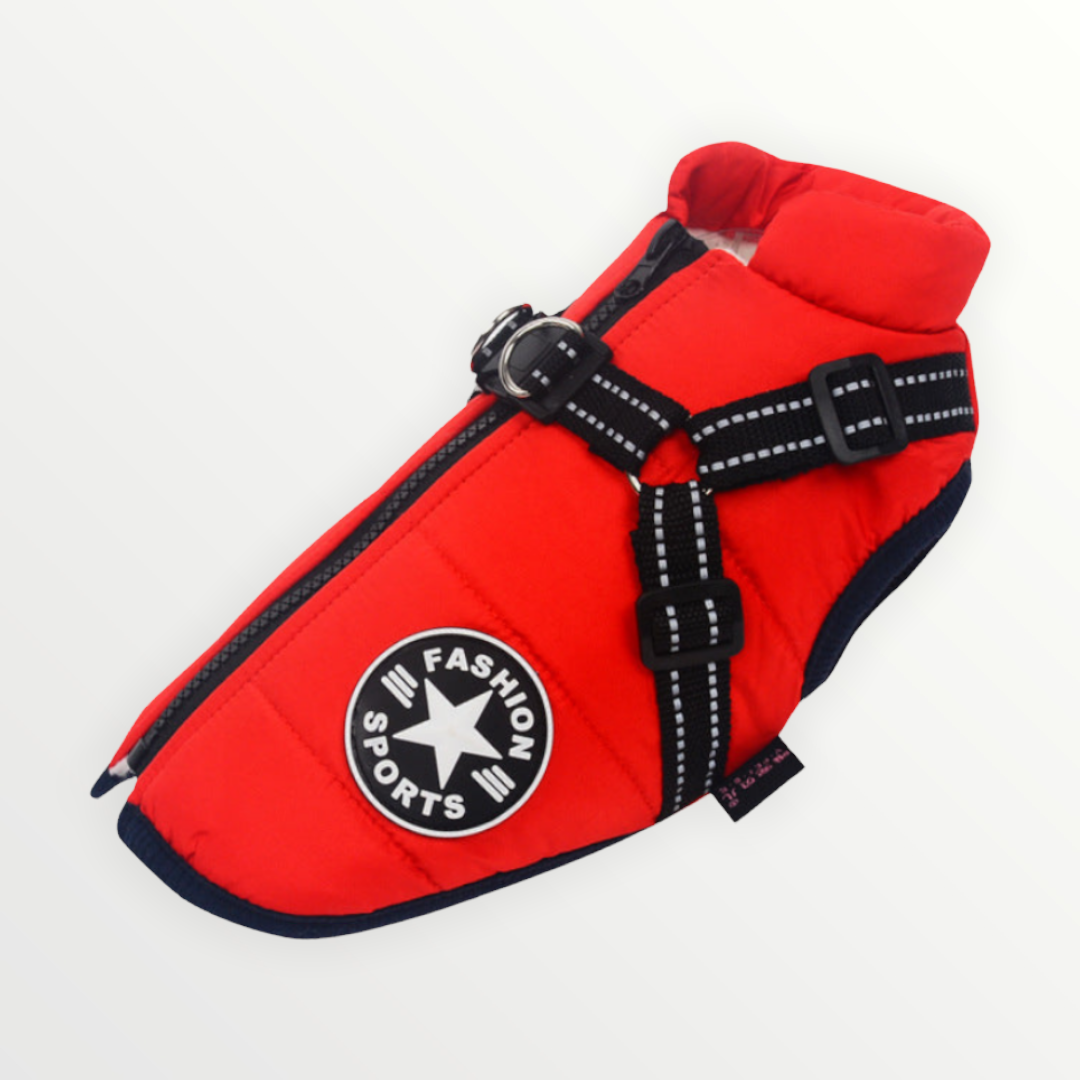 Reflective Dog Jacket with Built-In Harness, Windproof and Water-Repellent