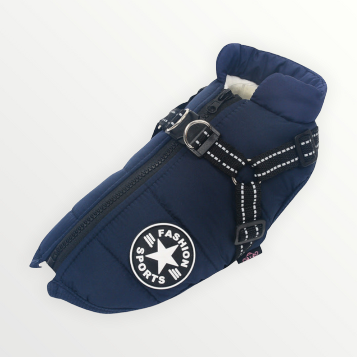Reflective Dog Jacket with Built-In Harness, Windproof and Water-Repellent