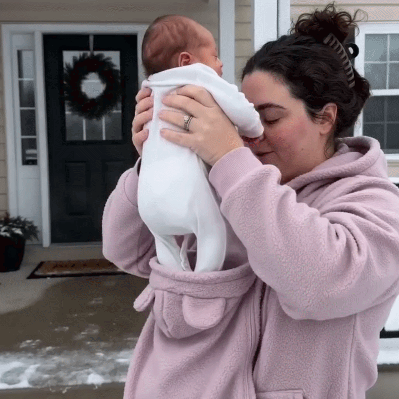 Cosy Fleece Baby-Wearing Hoodie with Front Pouch