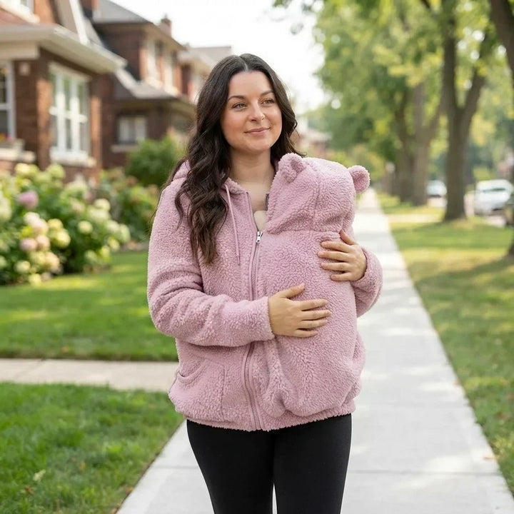Cosy Fleece Baby-Wearing Hoodie with Front Pouch