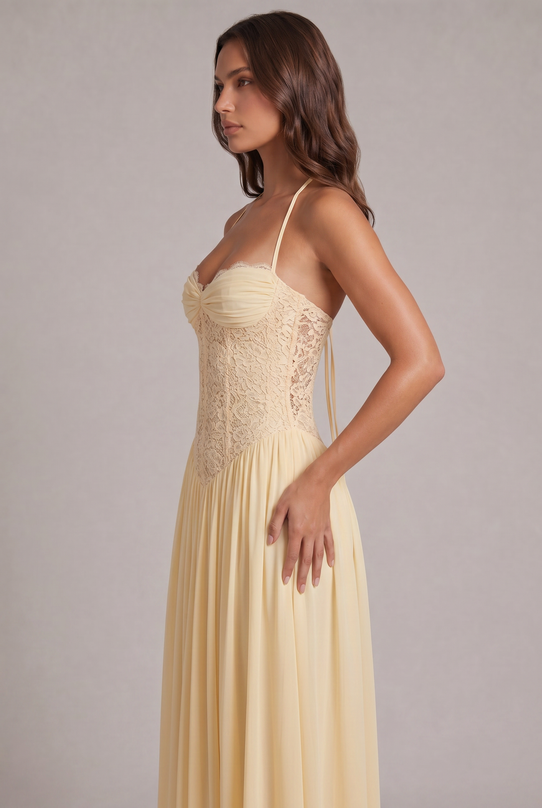 Faye Maxi Dress with Lace Corset Bodice