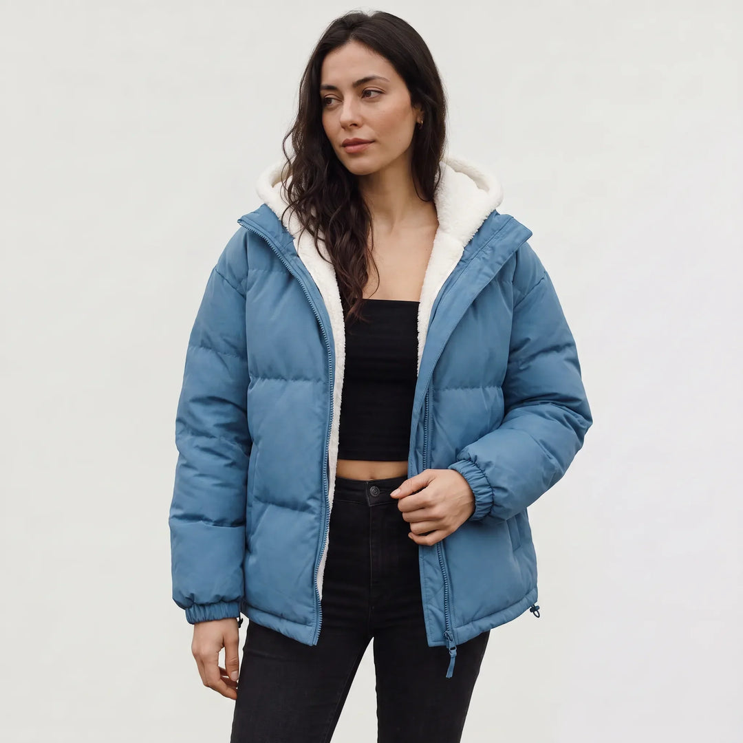 Women's Winter Coat with Hood and Fleece Lining
