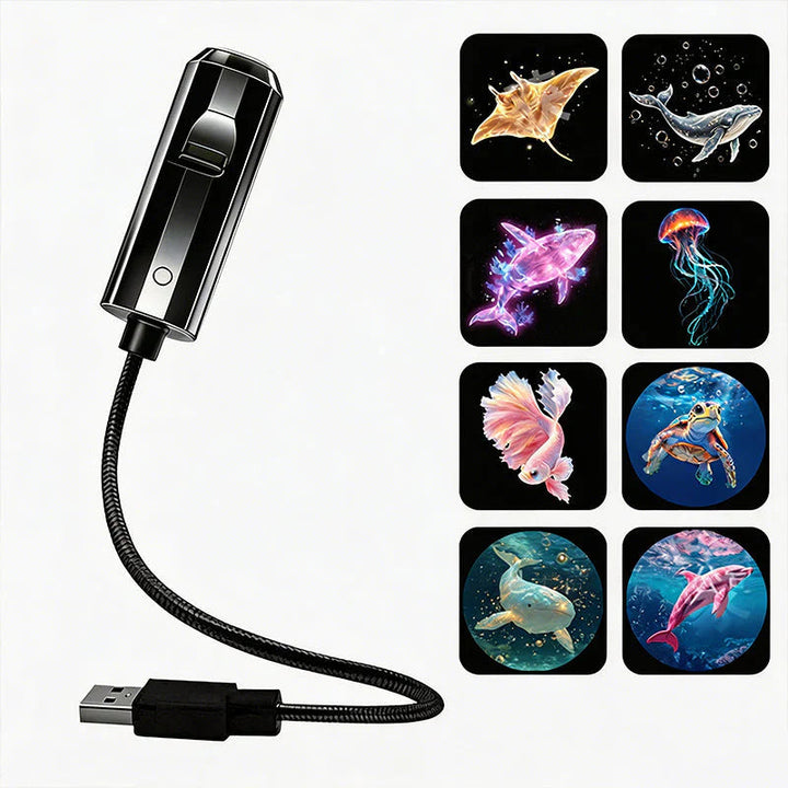 LED Galaxy Star Projector with 10 Slides and Flexible USB Arm