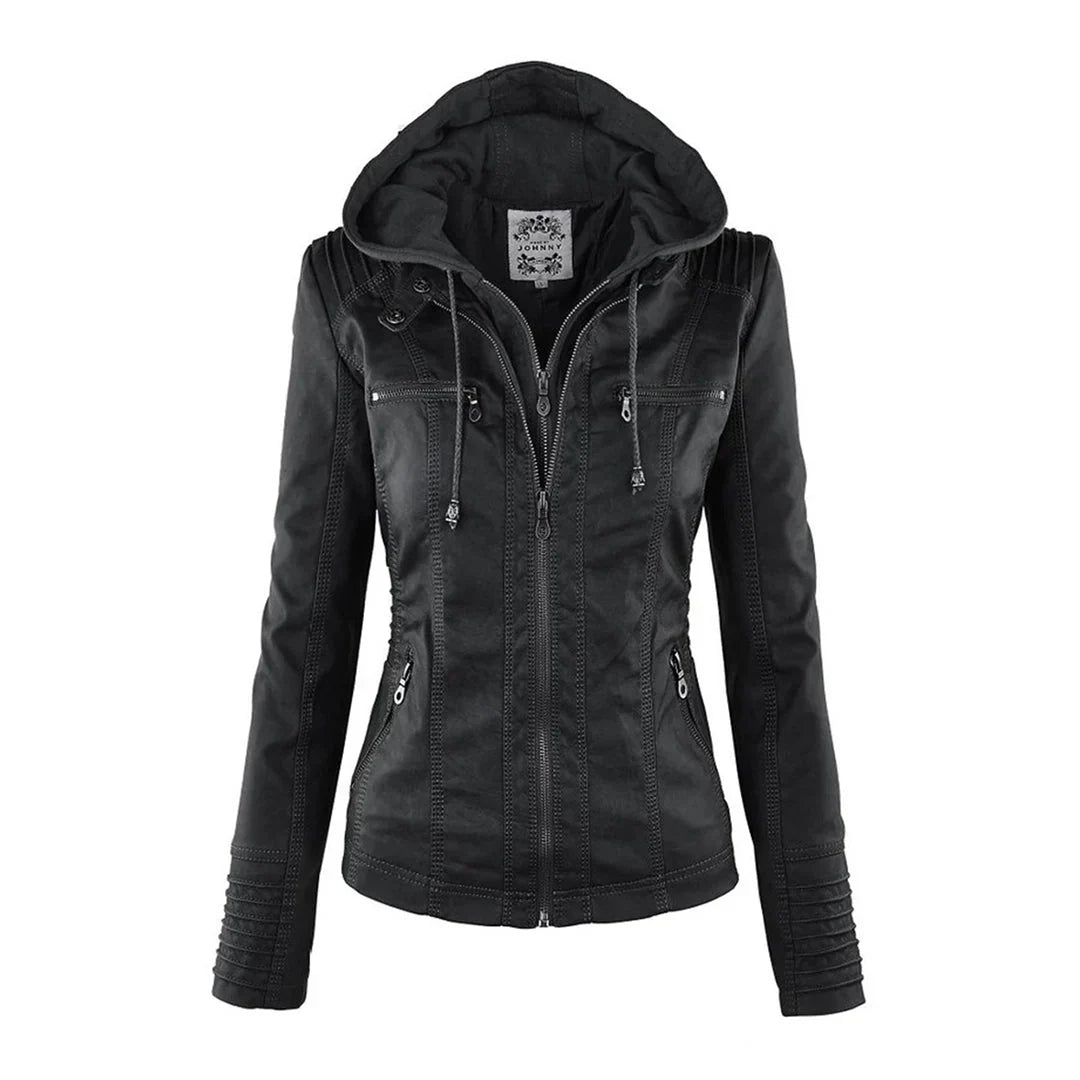 Women's Biker Jacket with Hood