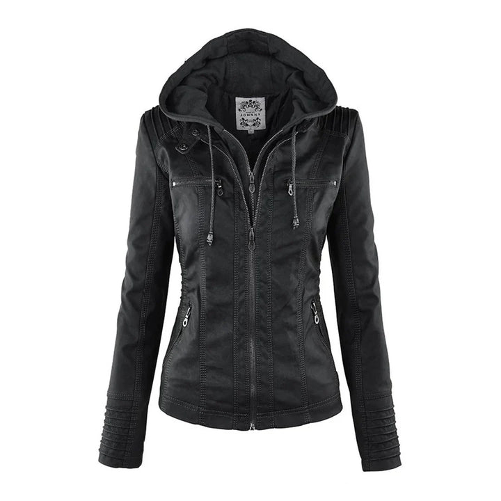 Women's Biker Jacket with Hood