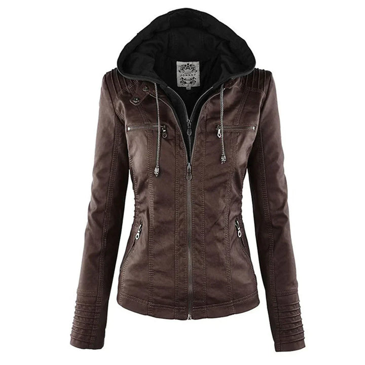 Women's Biker Jacket with Hood