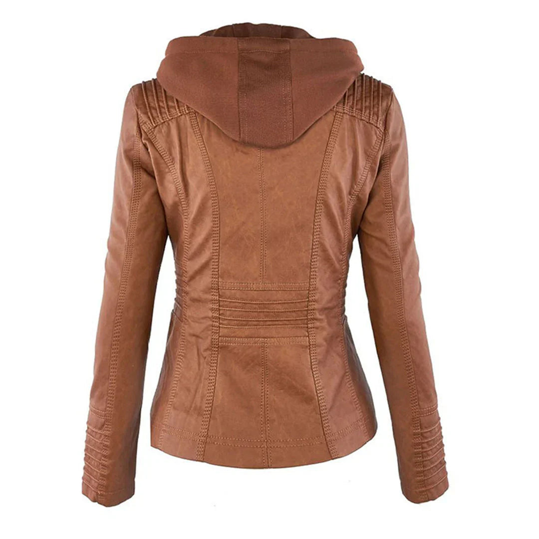 Women's Biker Jacket with Hood
