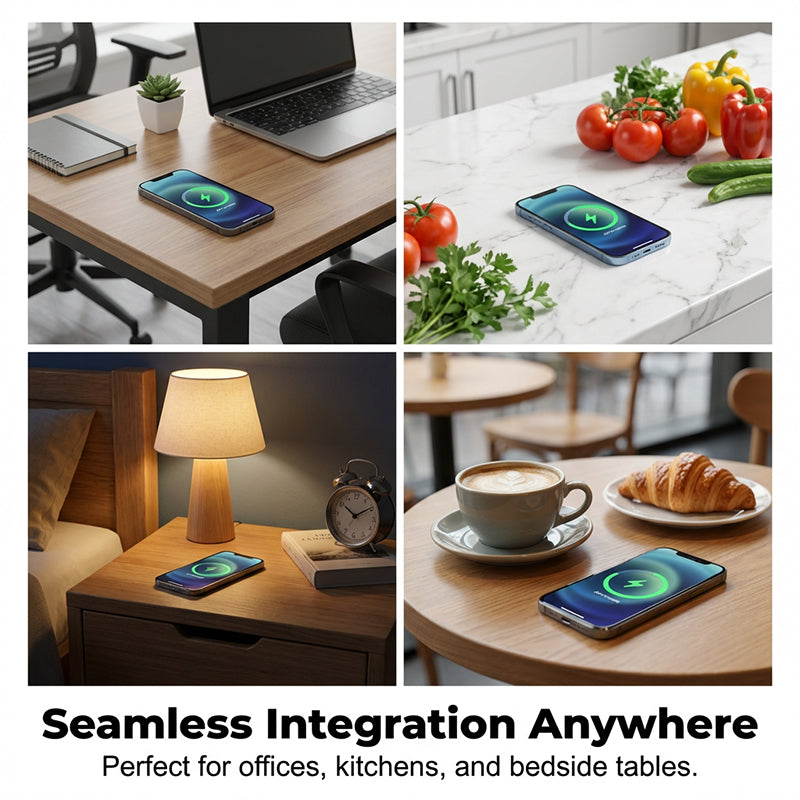 Wireless under-desk charger | Hidden mounting | Charges through wood & stone
