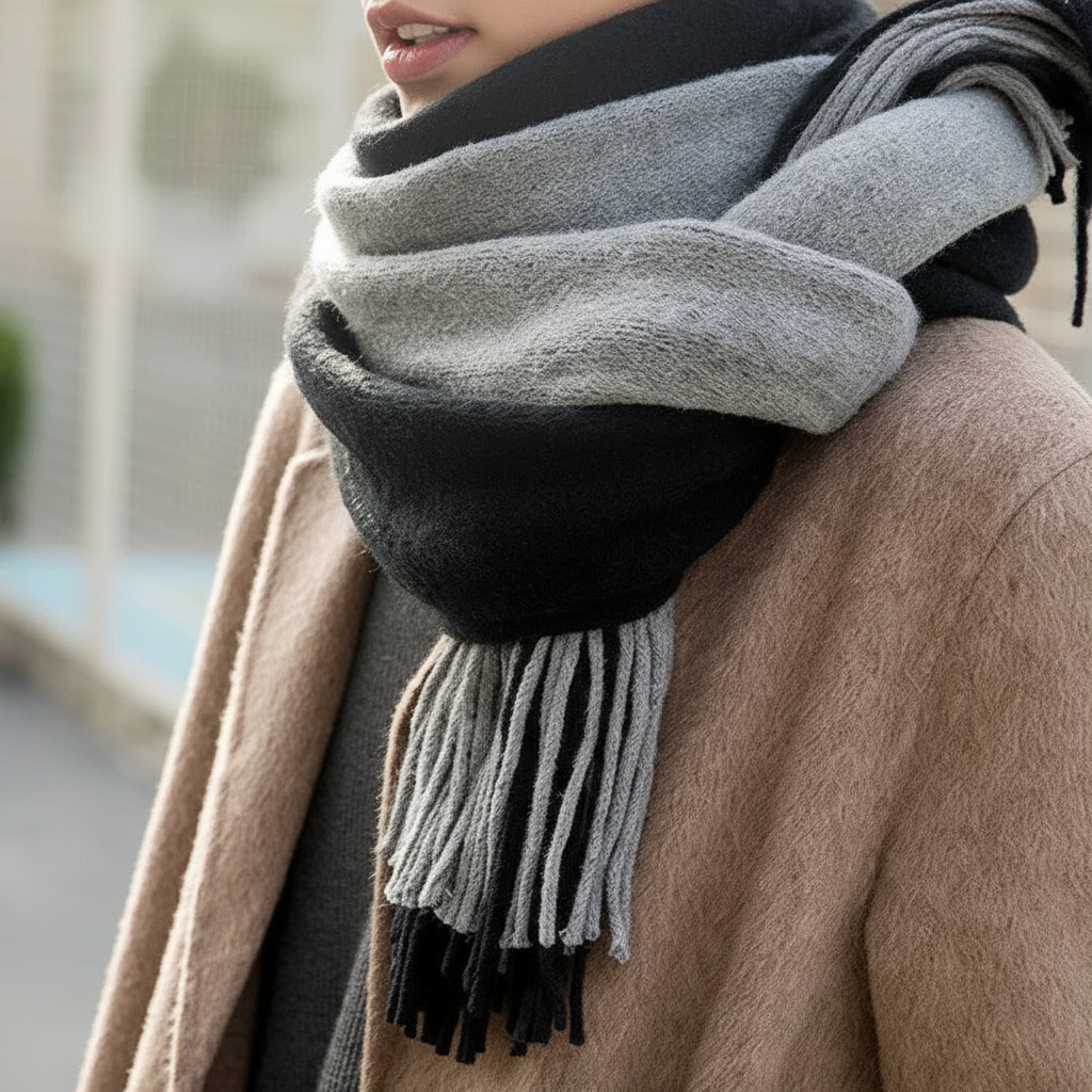 Long Cashmere Scarf with Fringes - Cashmora