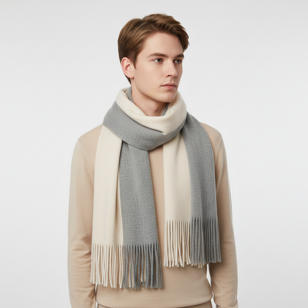 Long Cashmere Scarf with Fringes - Cashmora