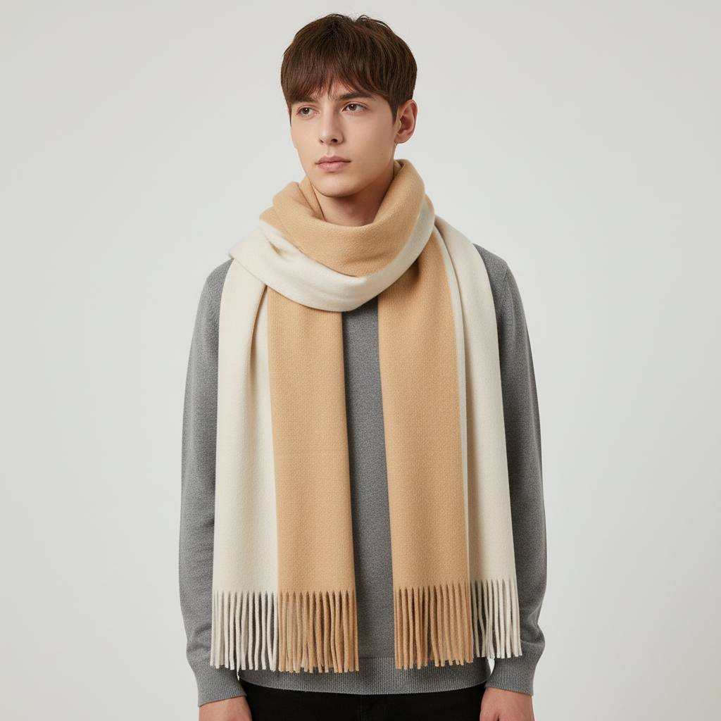 Long Cashmere Scarf with Fringes - Cashmora
