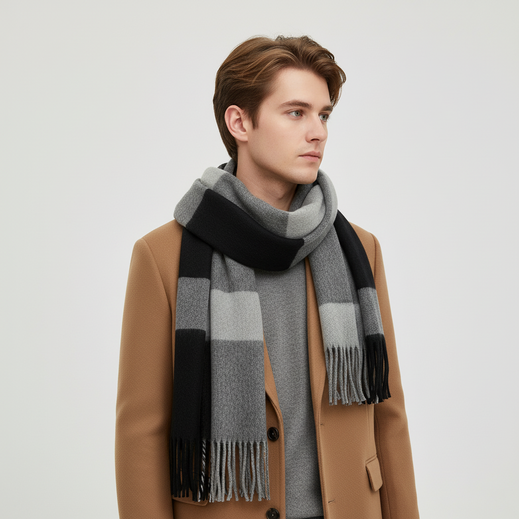 Long Cashmere Scarf with Fringes - Cashmora