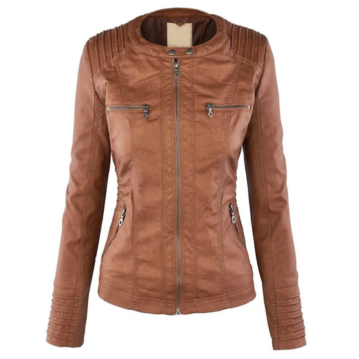 Women's Hooded Leather Jacket - Emma
