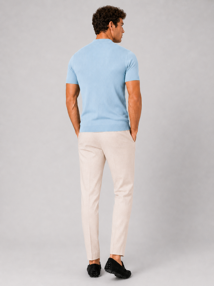 Men's Ribbed Mock Neck T-Shirt – Slim-Fit Stretch Short-Sleeve Top