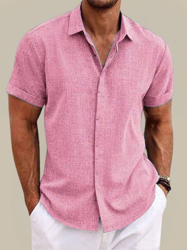 Men's Linen Short-Sleeved Shirt – Breathable, Lightweight Summer Shirt with Button Placket