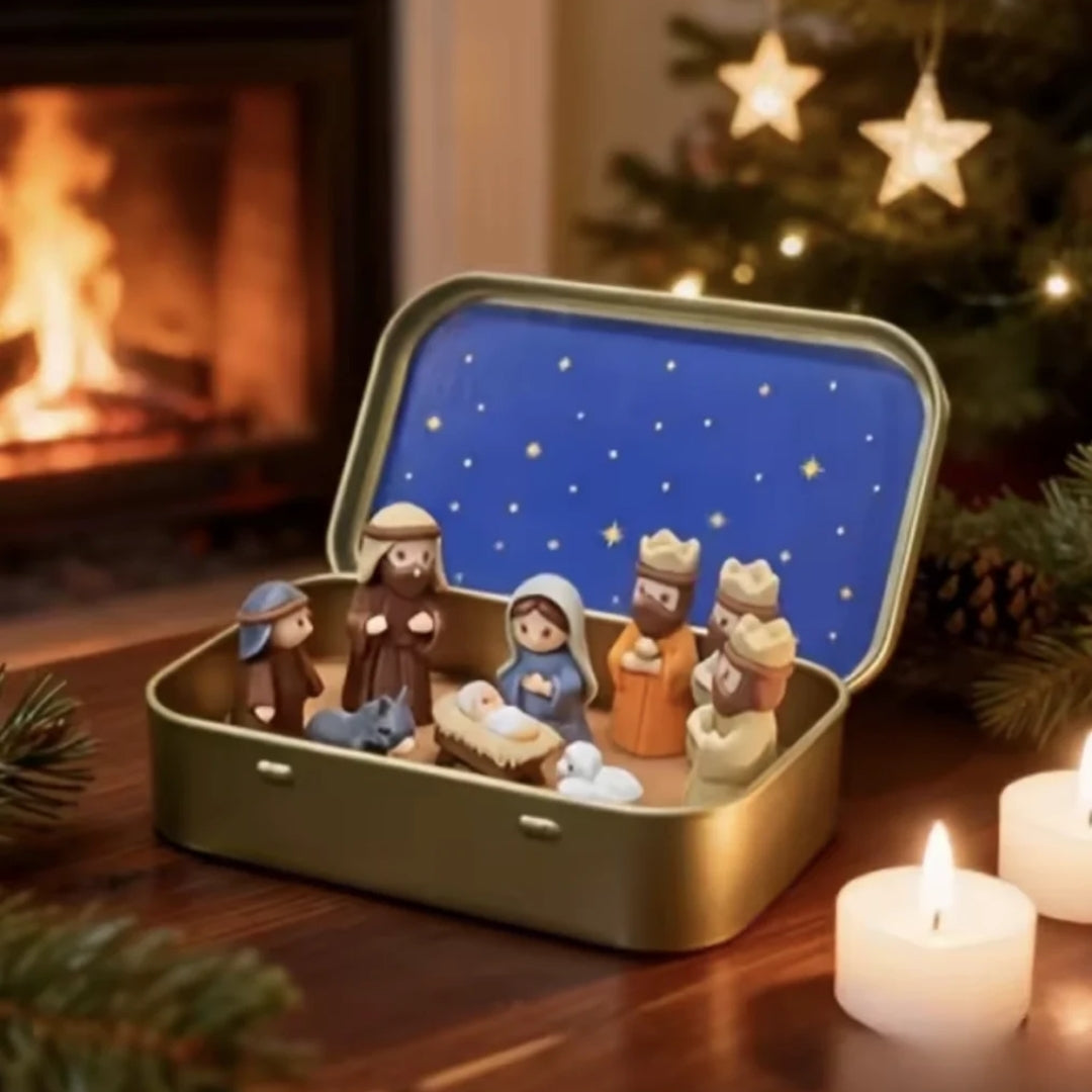 Nativity scene in a stylish storage box